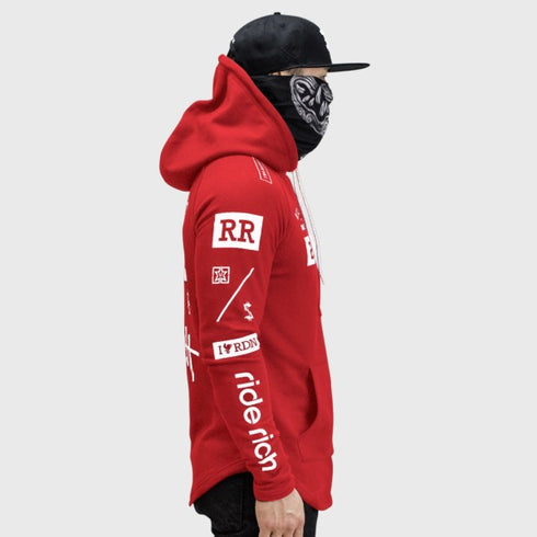Ride Rich GP Scoop Motorcycle Hoodie - Red